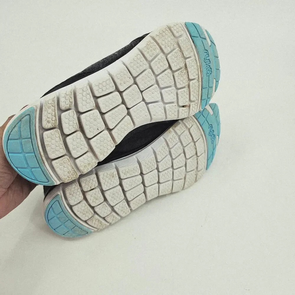 Ryka Aries Womens Running Sneaker Shoe 9.5 M Gray & Teal Leather Memory Foam